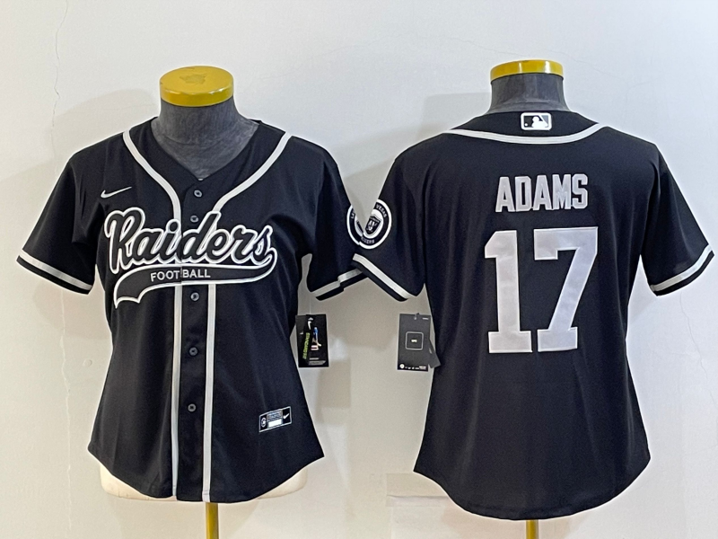Youth Las Vegas Raiders #17 Davante Adams Black With Patch Cool Base Stitched Baseball Jersey